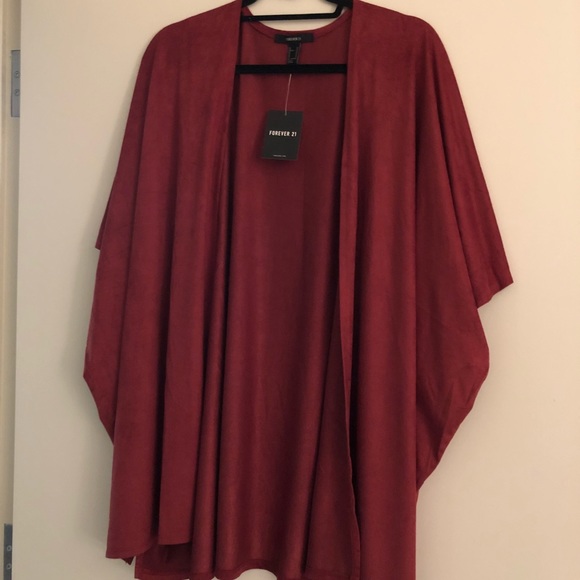 Faux Suede Open Front Kimono - Picture 5 of 5